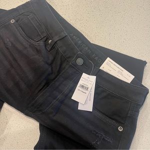 American Eagle Faded Black Ripped Mom Jeans